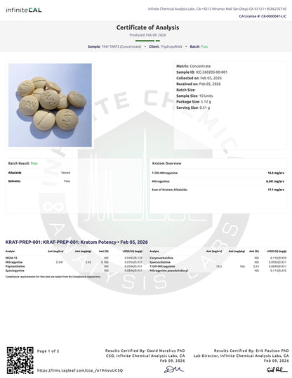 TINY TARTS 🍋 (DYE-FREE) - TOTAL ALKS 17.1MG (16.5MG 7-OH)